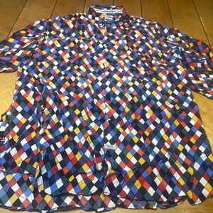 Marithe Francois Girbaud Multicolor Checkered Vintage Shirt 100% Rayon USA Made